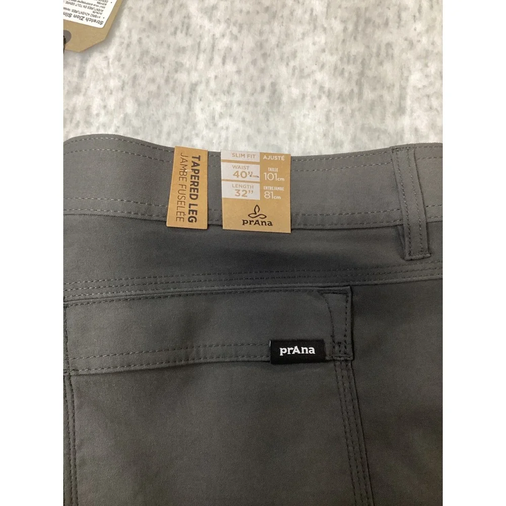 Prana‎ Stretch Zion Slim Pant II Mens 40x32 Dark Iron Gray Tapered Hiking